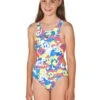 Arena Girls Camo Kun Swimsuit Royal Blue