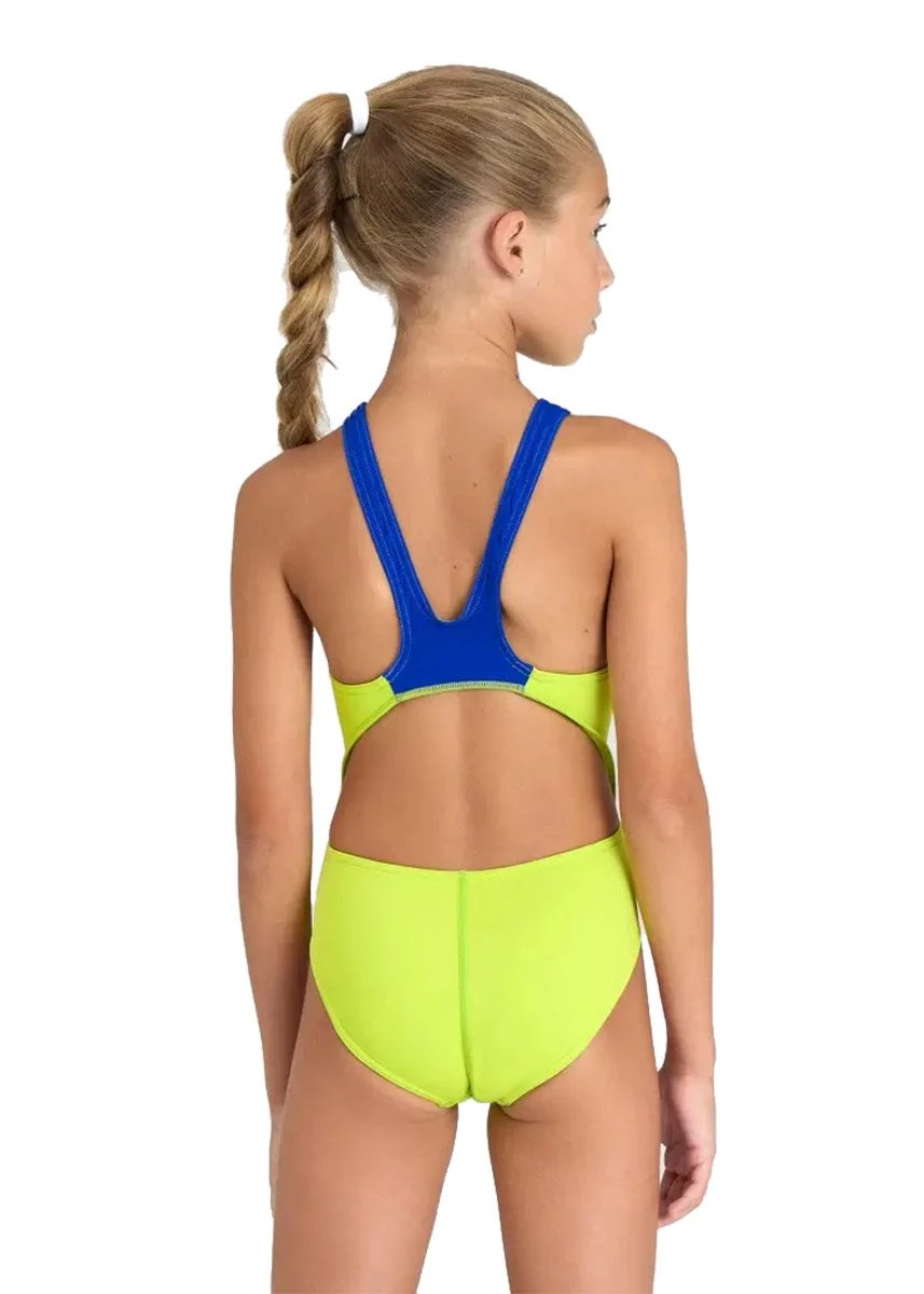 Arena Girl's Team Swim Tech Swimsuit - Soft Green/Neon Blue 2 Arena Girl's Team Swim Tech Swimsuit - Soft Green/Neon Blue - Image 2
