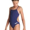 Arena Girl's Team Challenge Back Solid Swimsuit - Navy/White
