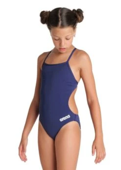 Arena Girl's Team Challenge Back Solid Swimsuit - Navy/White
