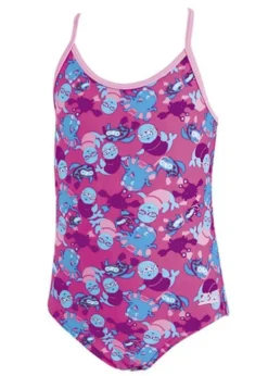 Zoggs Girls Miss Zoggy Flyback Costume - Purple/Multi -Swimsuit Store 5019141 front 1