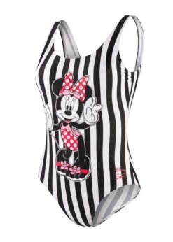 Speedo Girl's Minnie Placement U Back Swimsuit - Black/ White/ Red/ Pink