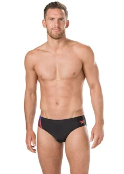 Speedo Placement 7cm Brief - Black / Chroma Blue / Lava Red