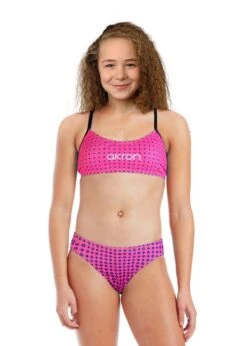 Akron Girls Bells Swim Bikini - Fuscia / Green