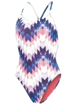 Uglies Girl's Saxen Low X-Back One Piece Swimsuit - Blue / Pink