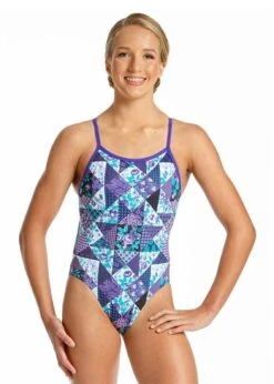 AMANZI Girls Purple Plaid Swimsuit