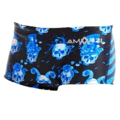 AMANZI Boy's Skulduggery Trunks - Black / Blue -Swimsuit Store am17181 skulduggery 3