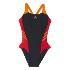 Adidas Girls Colorblock Swimsuit - Black / Ray Red -Swimsuit Store ay6822 01 laydown