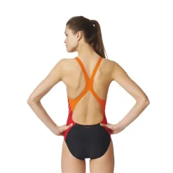 Adidas Girls Colorblock Swimsuit - Black / Ray Red -Swimsuit Store ay6822 23 hover model