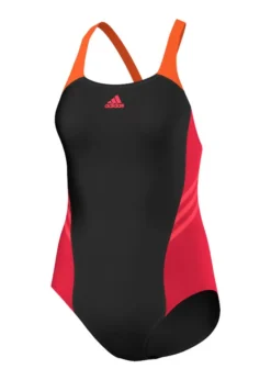 Adidas Girls Colorblock Swimsuit - Black / Ray Red