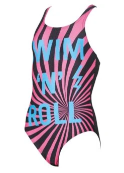 Arena Girls Swim And Roll Swimsuit Black -Swimsuit Store broll front