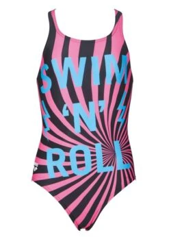 Arena Girls Swim And Roll Swimsuit Black -Swimsuit Store broll front2