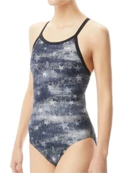 TYR Girl's American Dream Cutoutfit Swimsuit - Black/Grey
