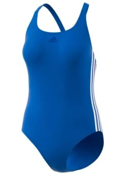 Adidas Girl's Athly V 3 Stripes Swimsuit - Blue