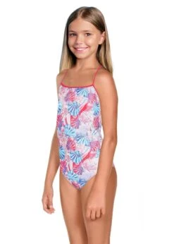 Maru Girl's Fanshell Ecotech Sparkle Jay Back Swimsuit - Pink/Blue