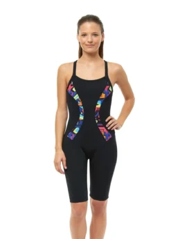 Maru Girls Block Party Pacer Panel Legsuit - Black / Multi -Swimsuit Store fs8004