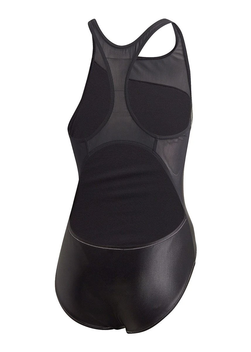 Adidas Girl's GLAM ON Shiny Swimsuit - Black 2 Adidas Girl's GLAM ON Shiny Swimsuit - Black - Image 2