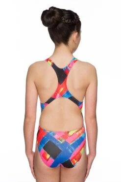Maru Girls Woven Pacer Rave Back Swimsuit - Multi -Swimsuit Store gk6025 back