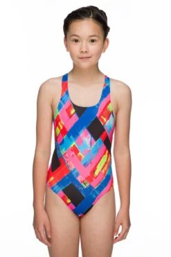 Maru Girls Woven Pacer Rave Back Swimsuit - Multi -Swimsuit Store gk6025 front