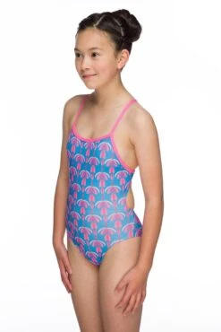 Maru Girls Flutter Pacer Aero Back Swimsuit - Turquoise -Swimsuit Store gk6031 side left