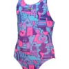 Maru Girls Kitty Pacer Auto Back Swimsuit - Pink / Turquoise