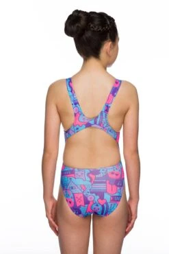 Maru Girls Kitty Pacer Auto Back Swimsuit - Pink / Turquoise 13 Maru Girls Kitty Pacer Auto Back Swimsuit - Pink / Turquoise -Swimsuit Store gk6034 back
