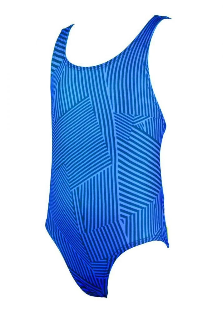 FINIS Girl's Maze Bladeback Swimsuit - Blue 4 FINIS Girl's Maze Bladeback Swimsuit - Blue - Image 4