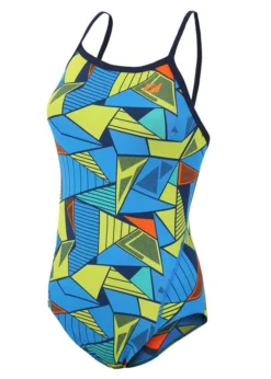 Zone3 Girl's Prism 2.0 Strap Back Swimsuit - Blue / Yellow