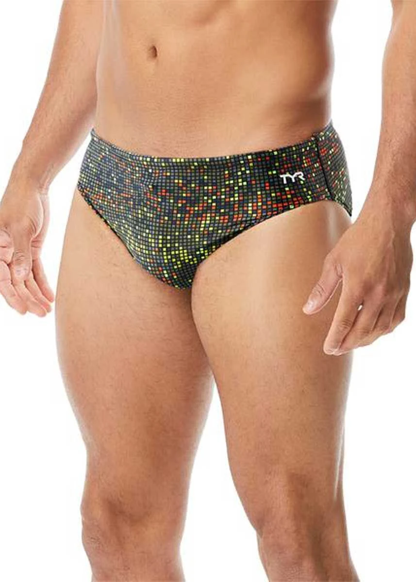TYR Boy's Atomic Racer Brief - Black/Multi 1 TYR Boy's Atomic Racer Brief - Black/Multi