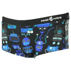 Mad Wave Boys Robots Trunks - Purple / Black 8 Mad Wave Boys Robots Trunks - Purple / Black -Swimsuit Store robot trunks black 1 2