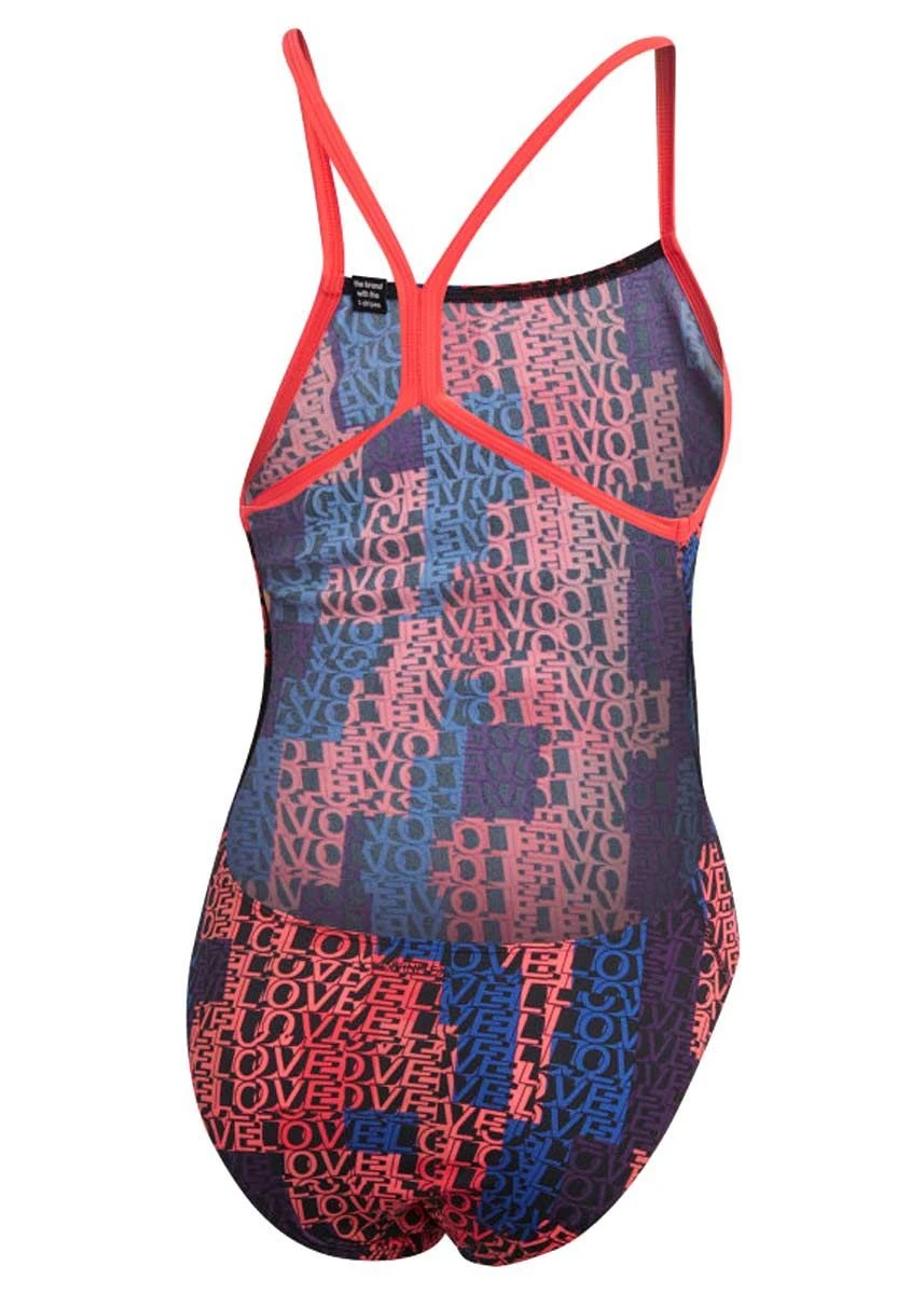 Adidas Girl's Pro Light Graphic Swimsuit- Shock Red 2 Adidas Girl's Pro Light Graphic Swimsuit- Shock Red - Image 2