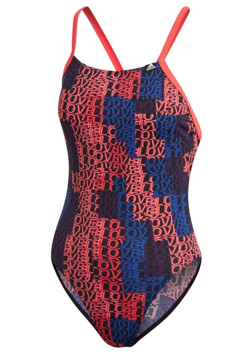 Adidas Girl's Pro Light Graphic Swimsuit- Shock Red 1 Adidas Girl's Pro Light Graphic Swimsuit- Shock Red
