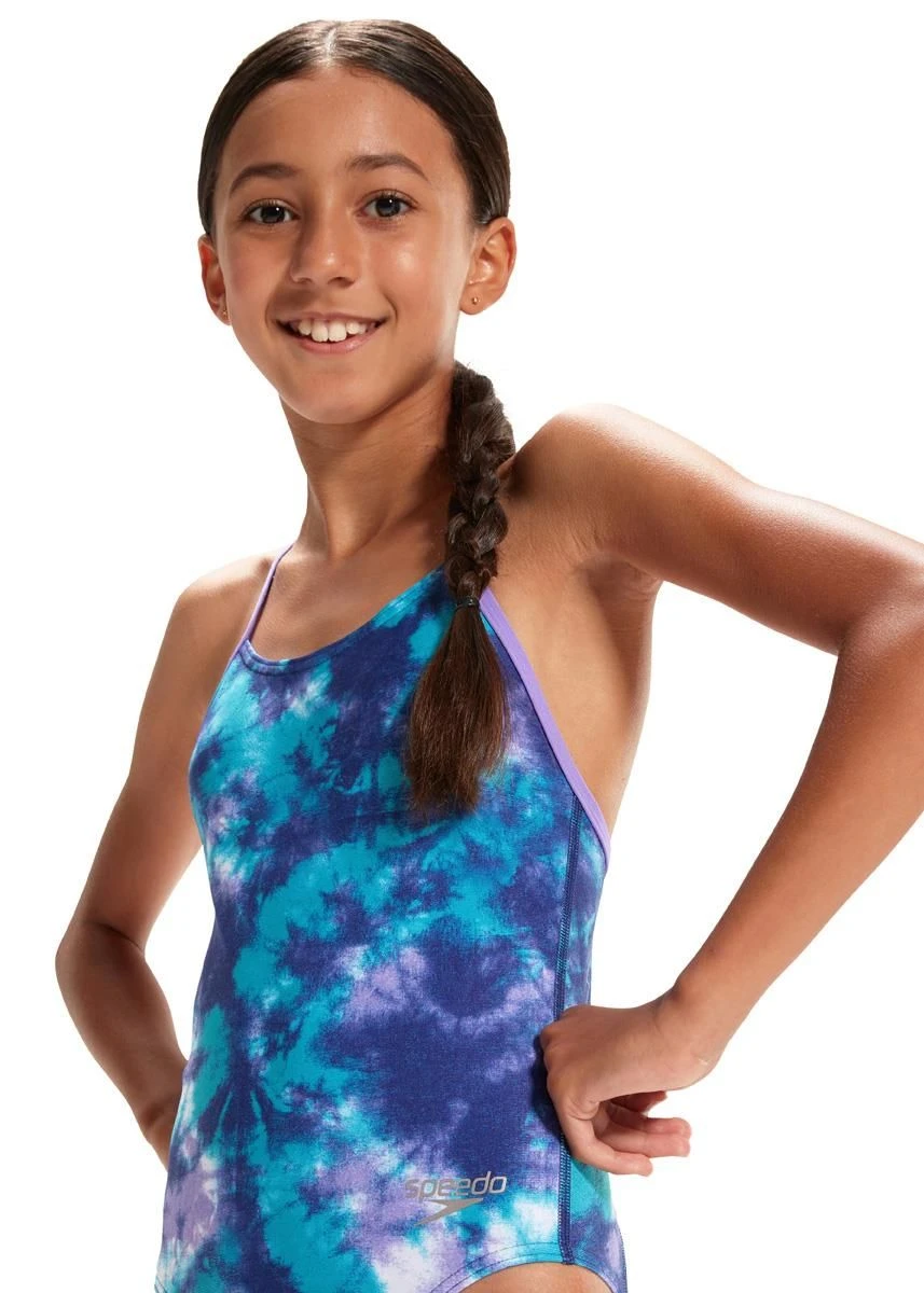 Speedo Girl's Allover Digital Lane Line Back Swimsuit - Shimmers In The Night 3 Speedo Girl's Allover Digital Lane Line Back Swimsuit - Shimmers In The Night - Image 3