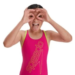 Speedo Girl's Boom Logo Placement Flyback Swimsuit - Electric Pink/ Atomic Lime -Swimsuit Store tumbnail 2812c04b b459 4bf6 a08f 5ea1272ae86f