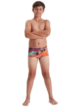 Speedo Boy's Glitche 13cm Brief - Black/ Salso/ White/ Tile