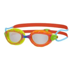 Zoggs Predator Junior Goggles - Green/Red - Tinted Blue Lens