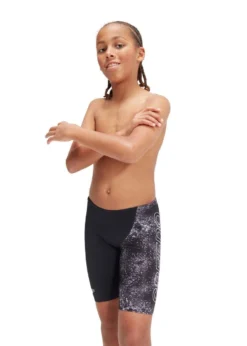 Speedo Boys Placement V Cut Digital Jammer - Black/USA Charcoal/Dove Grey