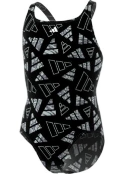 Adidas AOP Girls Bars Swimsuit - Black/Grey