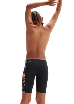 Speedo Boys Digital Panel Jammer - Black/Hypersonic Blue/Volcanic Orange/Lumo Green/Fluo Tiger