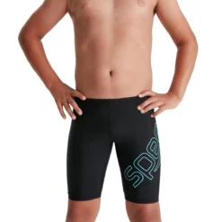 Speedo Boy's Boom Logo Placement Jammer - Black/ Light Adriatic -Swimsuit Store tumbnail 6b244604 90b4 4924 8335 41b5e2682872