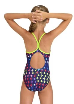 Arena Girl's Carnival Print Lightdrop Back Swimsuit - Soft Green/Multi