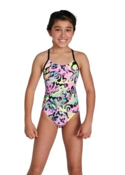 Speedo Girl's Squiggle Splash Lane Line Back Swimsuit - Black/ Pink/ Green/ Yellow/ Red 6 Speedo Girl's Squiggle Splash Lane Line Back Swimsuit - Black/ Pink/ Green/ Yellow/ Red -Swimsuit Store tumbnail 972b5bf0 9023 4275 b839 37521767db33