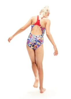 Speedo Girl's Digital Allover Splashback Swimsuit - Navy/ Red/ Blue/ Violet/ Yellow