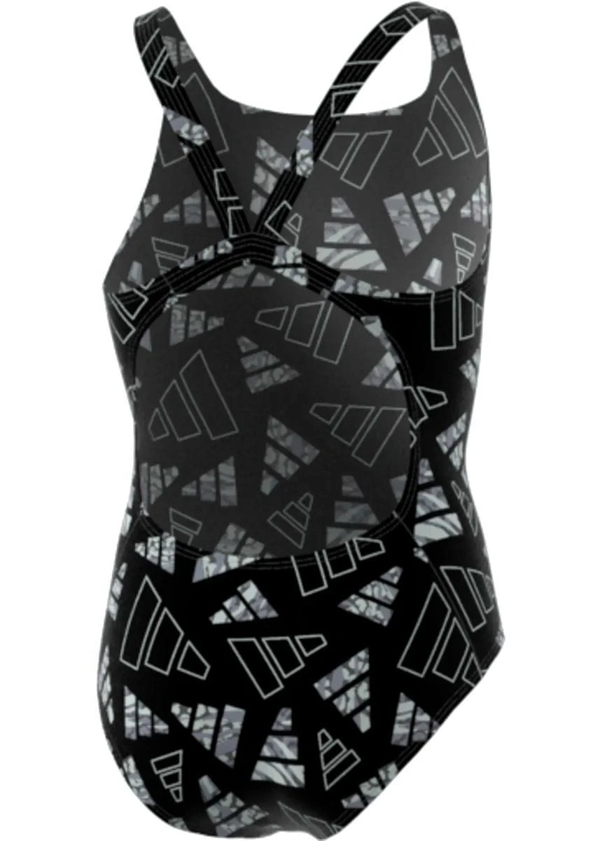 Adidas AOP Girls Bars Swimsuit - Black/Grey 3 Adidas AOP Girls Bars Swimsuit - Black/Grey - Image 3