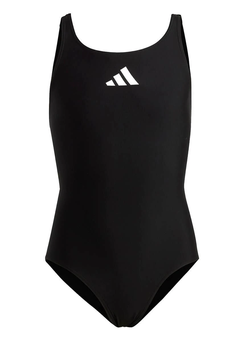 Adidas Girls 3 Bars Solid Swimsuit - Black 2 Adidas Girls 3 Bars Solid Swimsuit - Black - Image 2