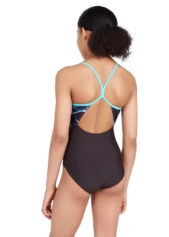 Zoggs Girls Sprintback Swimsuit - Rock Wave Print