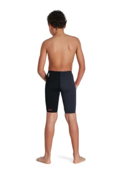 Speedo Boy's Fastskin Junior Endurance+ High Waisted Jammer - Black/ Phoenix Red/ Oxid Grey