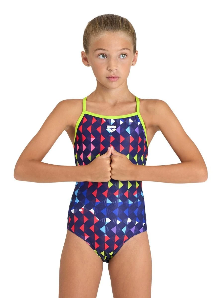 Arena Girl's Carnival Print Lightdrop Back Swimsuit - Soft Green/Multi 2 Arena Girl's Carnival Print Lightdrop Back Swimsuit - Soft Green/Multi - Image 2