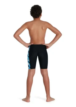 Speedo Boy's Allover Panel Jammer - Black/ Bondi Blue/ Mercurial Blue