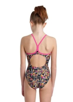 Arena Girl's Allover Lightdrop Swimsuit - Freak Rose/Black/Multi